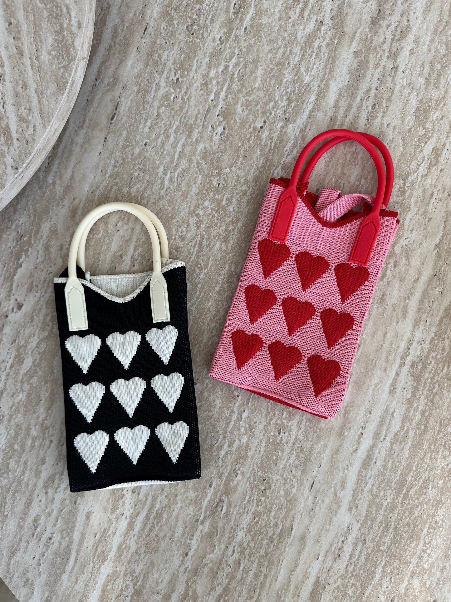 red hearts bag