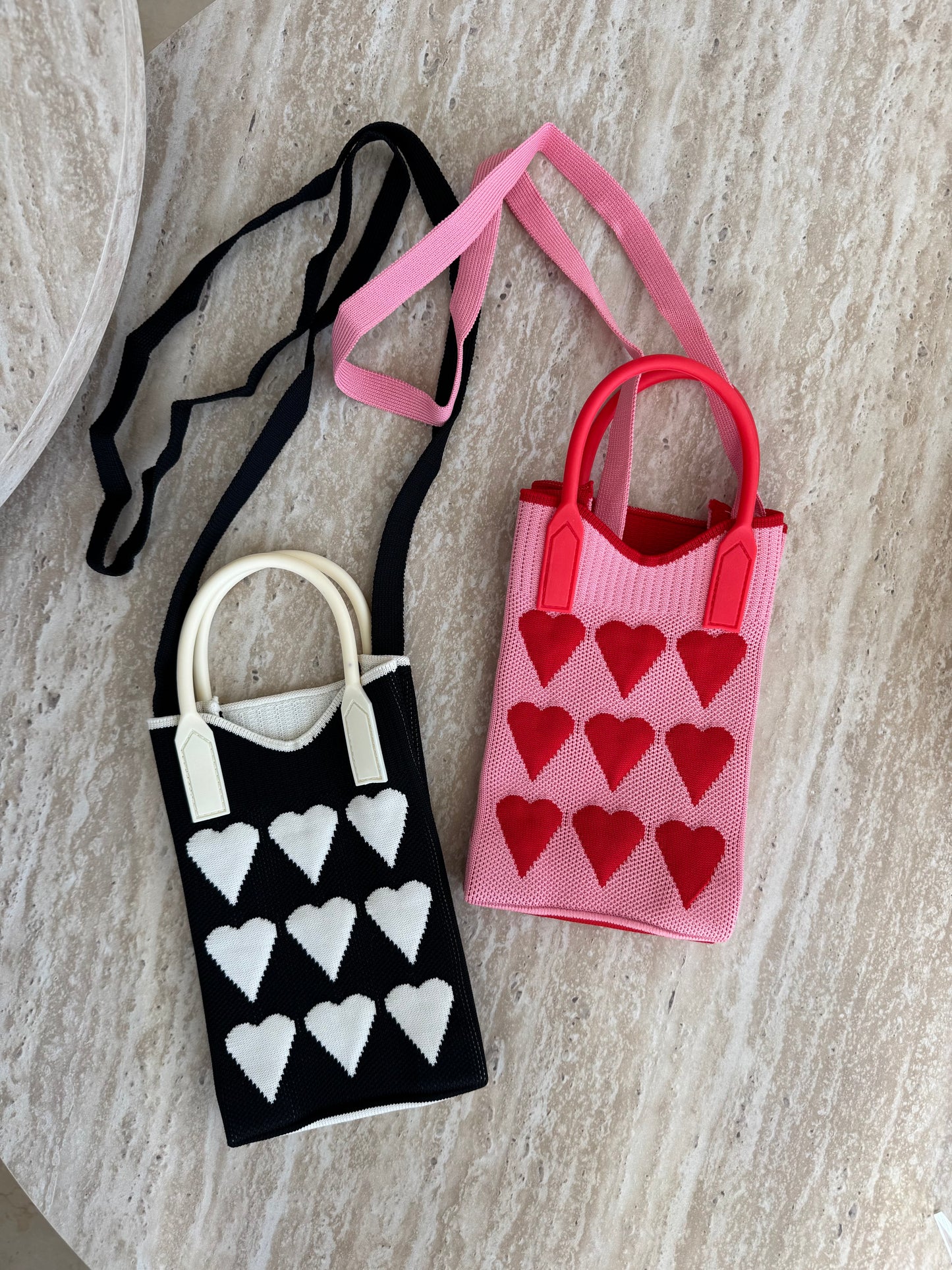 red hearts bag
