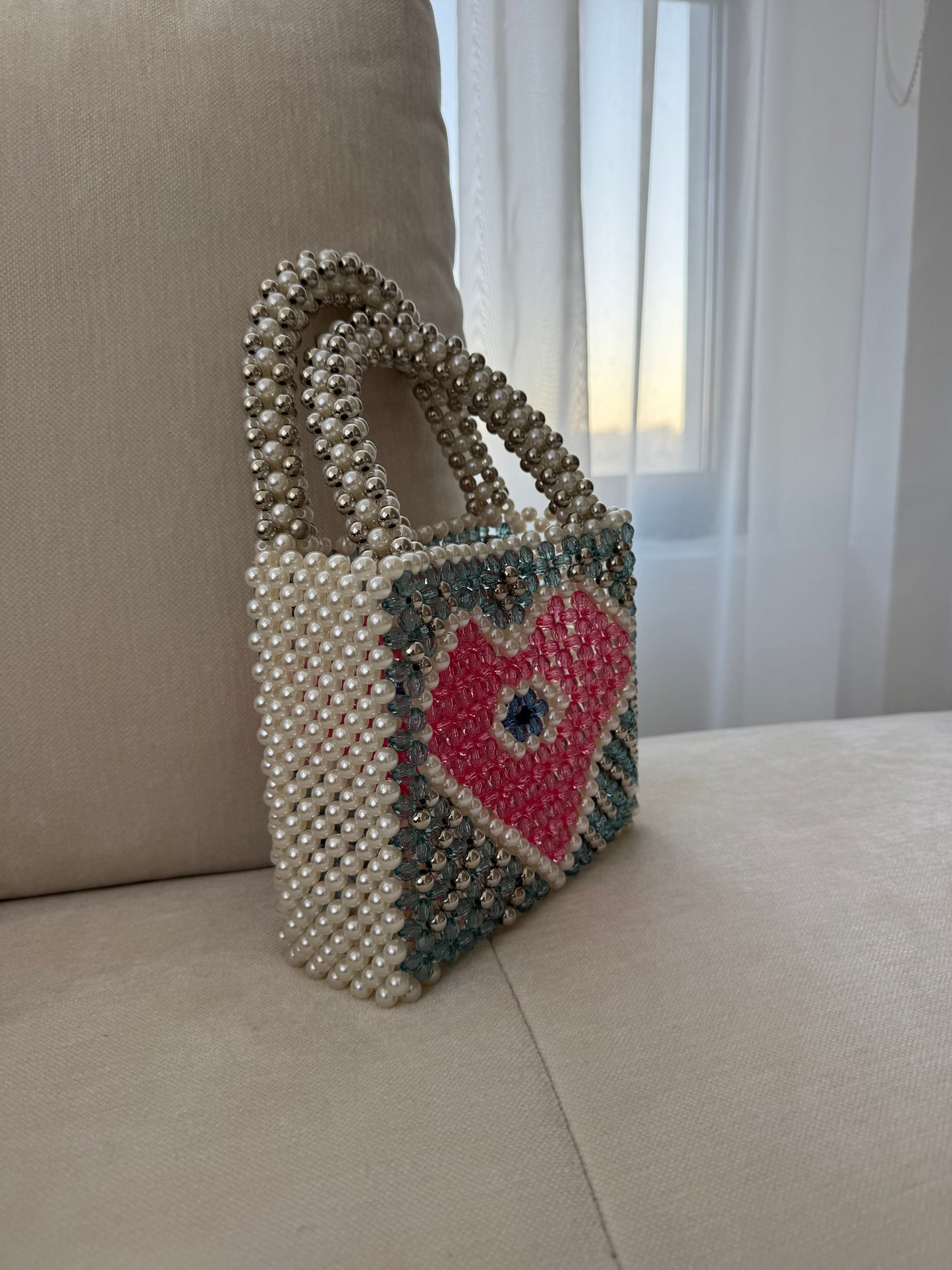 heart beaded bag