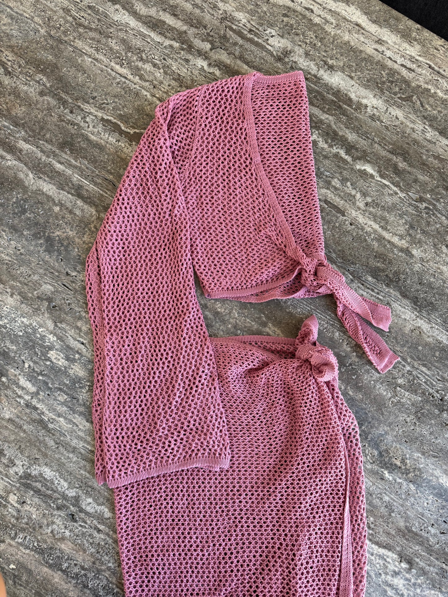 pink maxi skirt beach set