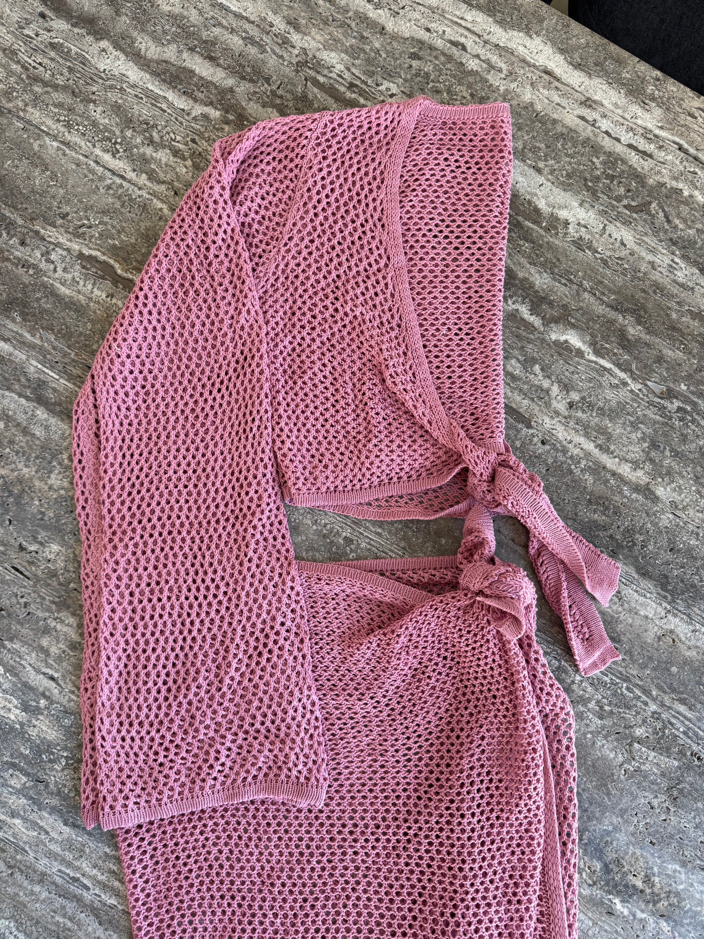 pink maxi skirt beach set