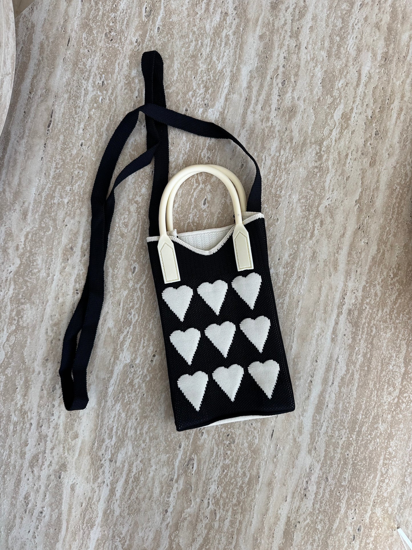 white hearts bag