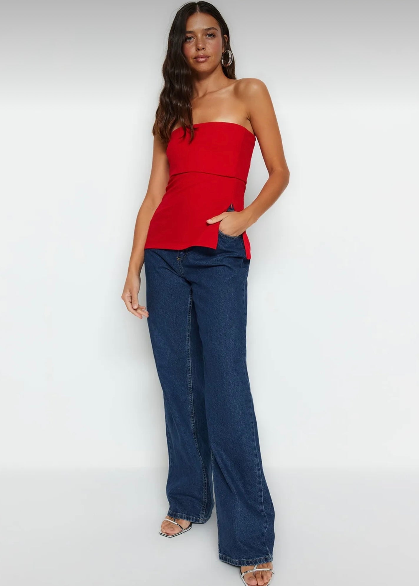 Red layered top