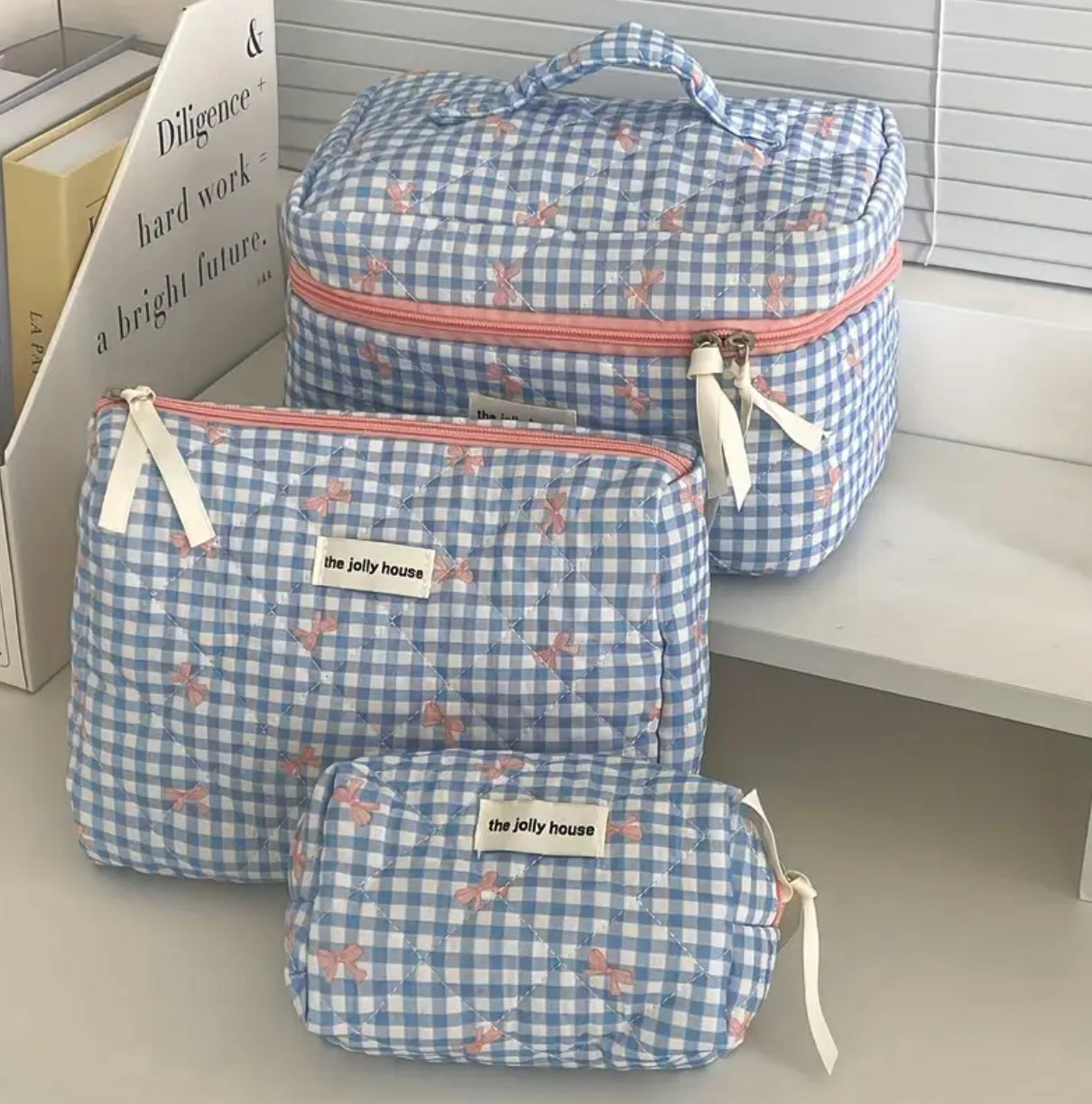 3pcs blue pouches