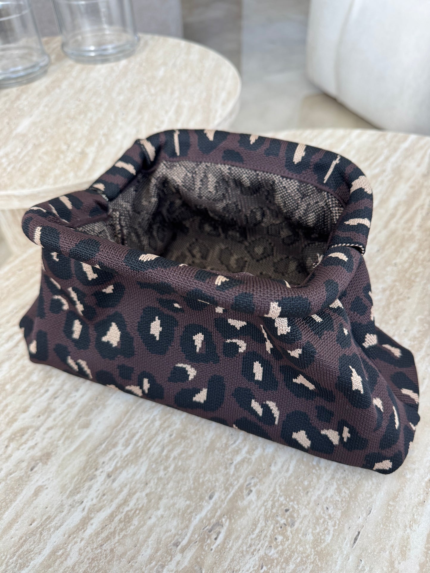 brown leopard pouch