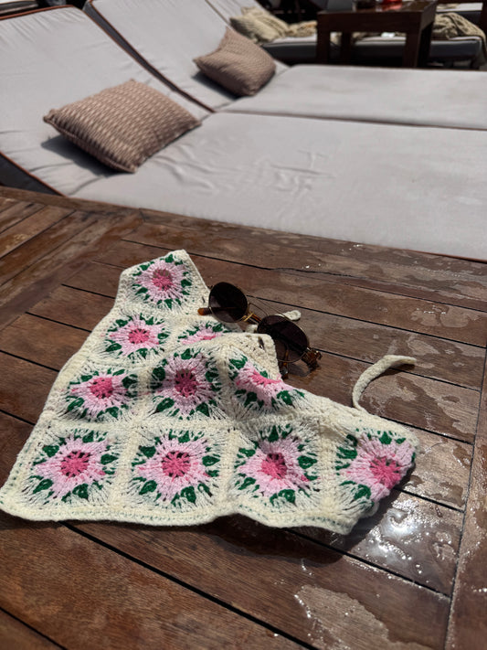 pink flower bandana