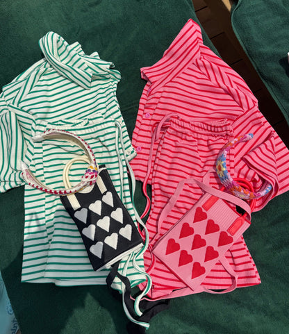short sleeve striped set