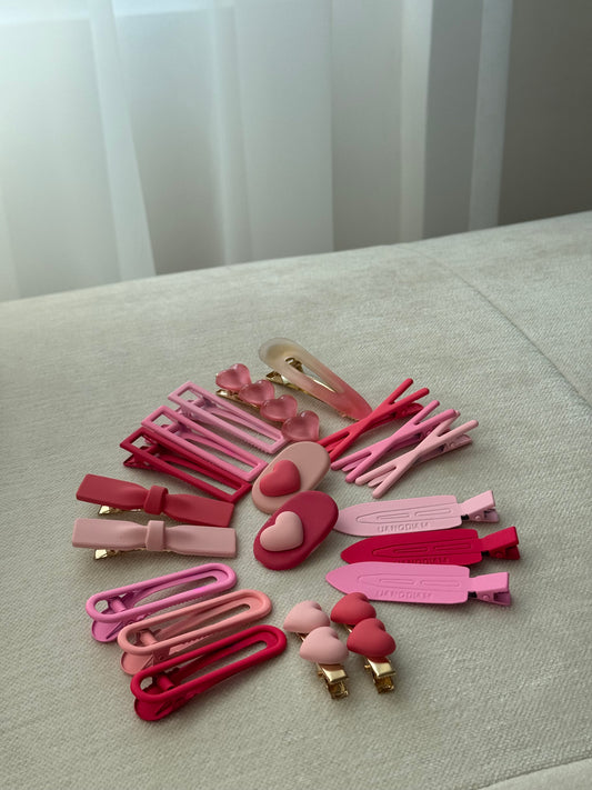 pink hair clips bundle