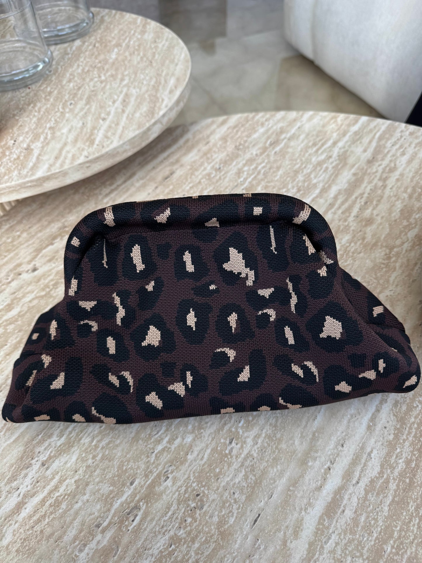 brown leopard pouch