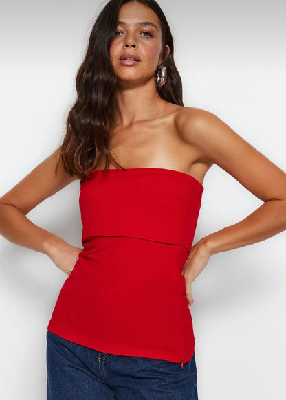 Red layered top