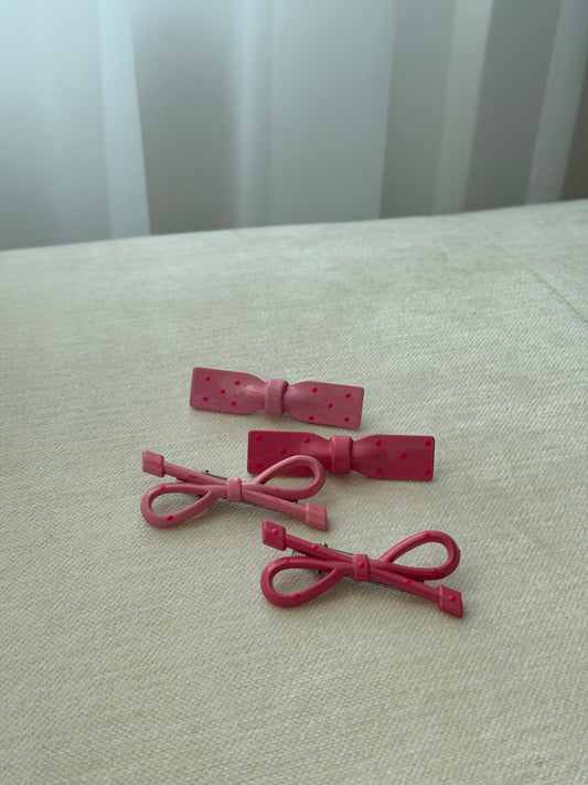 pink bow hairclips