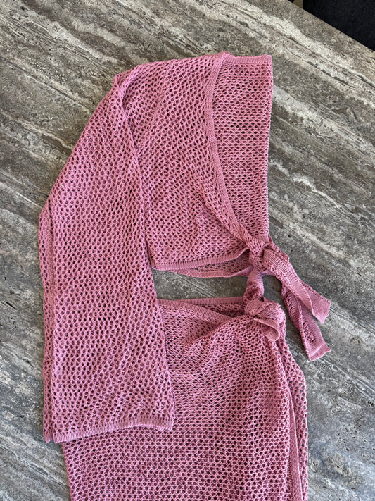 pink maxi skirt beach set
