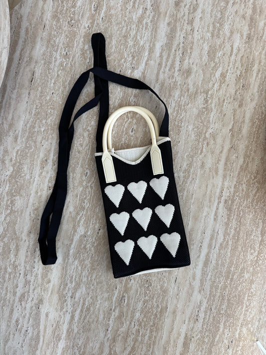 white hearts bag
