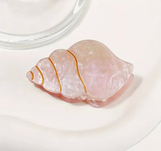 Pink seashell hair clip